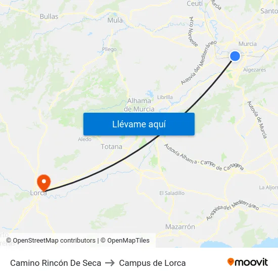 Camino Rincón De Seca to Campus de Lorca map