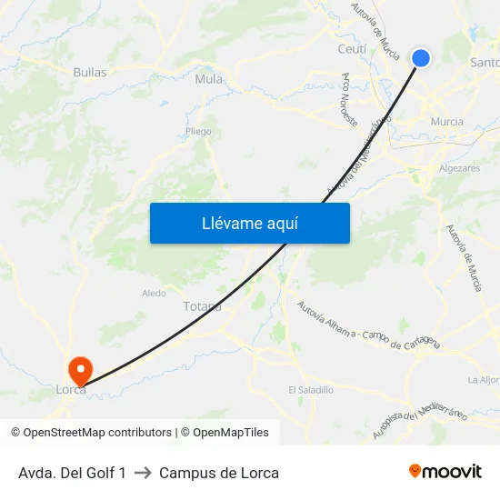 Avda. Del Golf 1 to Campus de Lorca map