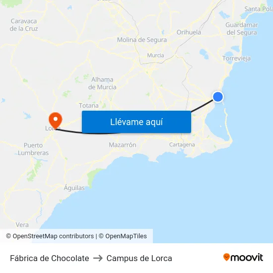 Fábrica de Chocolate to Campus de Lorca map