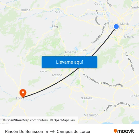 Rincón De Beniscornia to Campus de Lorca map