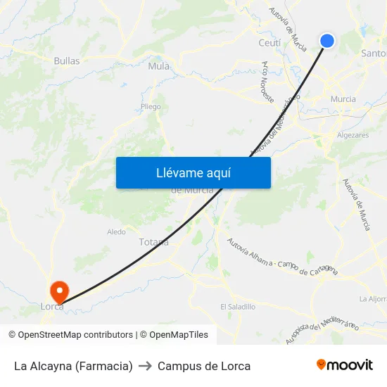 La Alcayna (Farmacia) to Campus de Lorca map