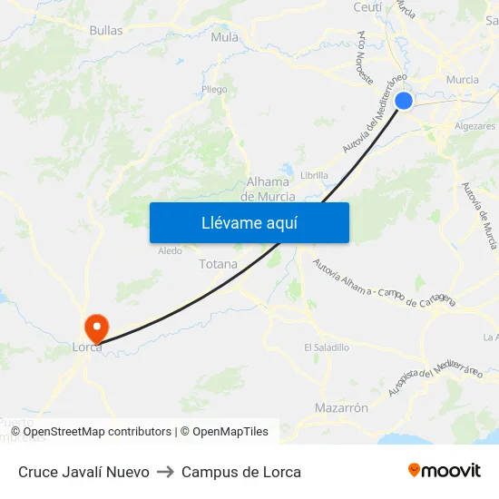 Cruce Javalí Nuevo to Campus de Lorca map