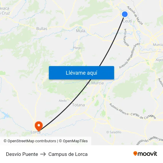 Desvío Puente to Campus de Lorca map