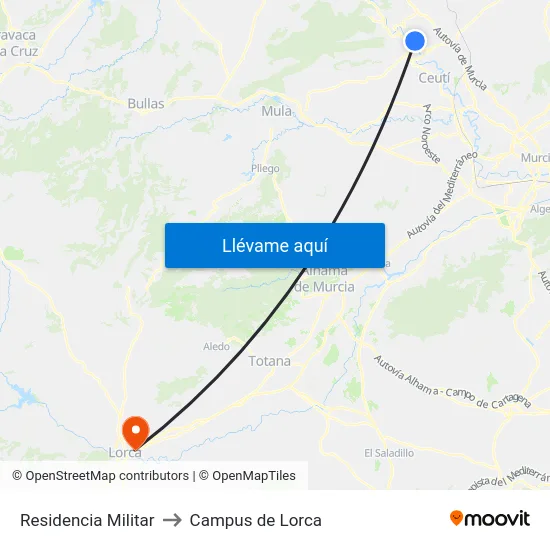 Residencia Militar to Campus de Lorca map