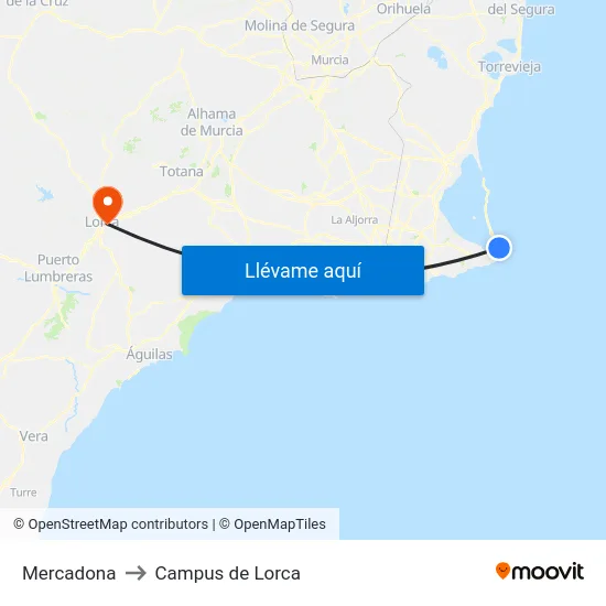 Mercadona to Campus de Lorca map