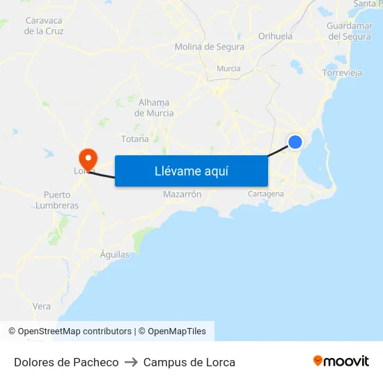 Dolores de Pacheco to Campus de Lorca map
