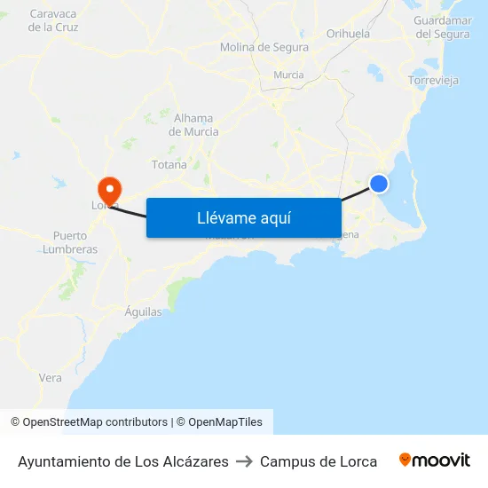 Ayuntamiento de Los Alcázares to Campus de Lorca map