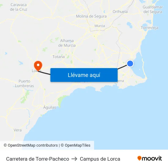 Carretera de Torre-Pacheco to Campus de Lorca map