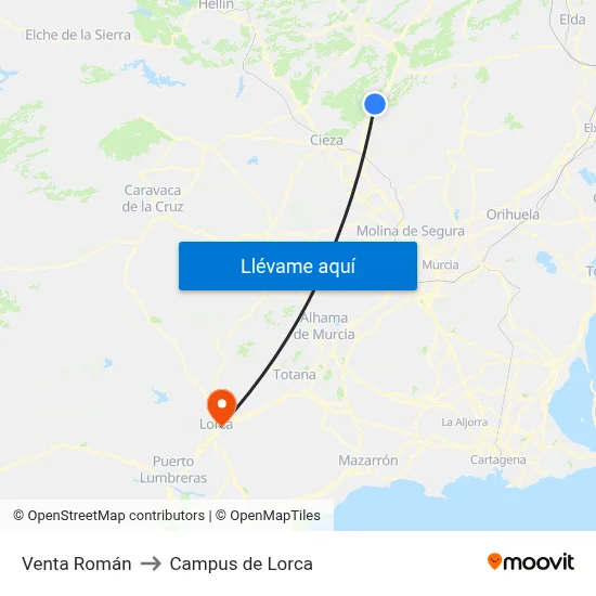 Venta Román to Campus de Lorca map