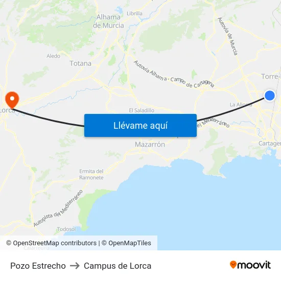 Pozo Estrecho to Campus de Lorca map