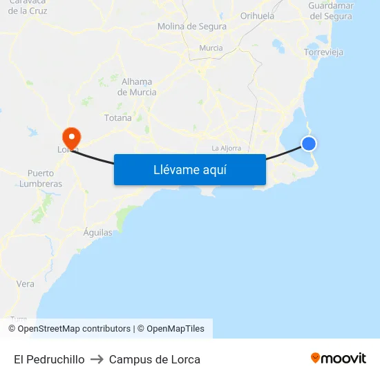 El Pedruchillo to Campus de Lorca map