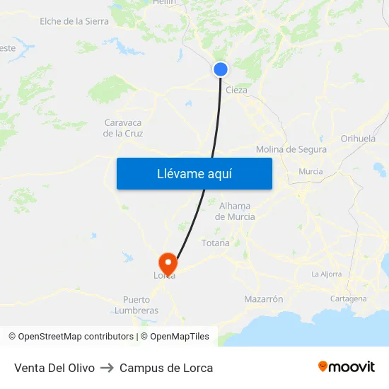 Venta Del Olivo to Campus de Lorca map