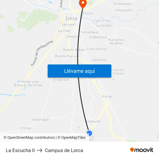 La Escucha II to Campus de Lorca map