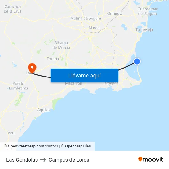 Las Góndolas to Campus de Lorca map