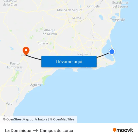 La Dominique to Campus de Lorca map