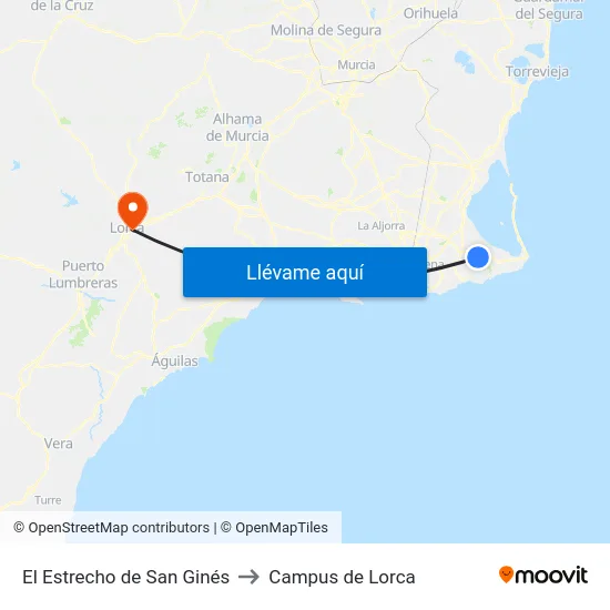 El Estrecho de San Ginés to Campus de Lorca map