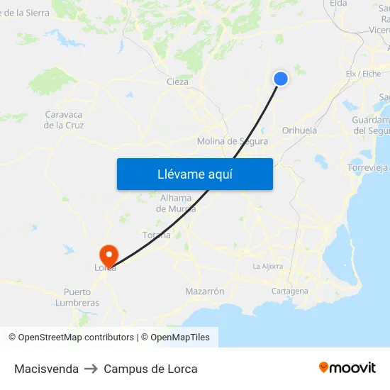 Macisvenda to Campus de Lorca map