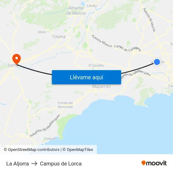La Aljorra to Campus de Lorca map