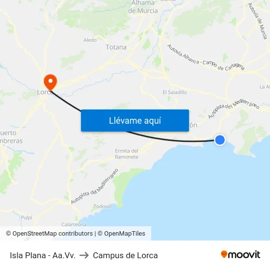 Isla Plana - Aa.Vv. to Campus de Lorca map