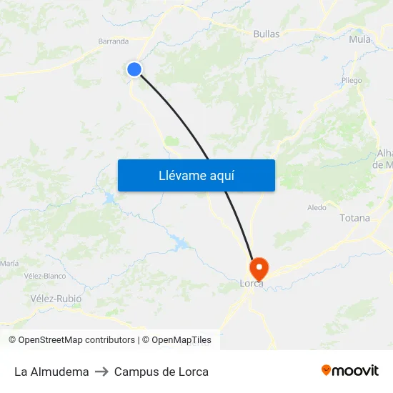 La Almudema to Campus de Lorca map