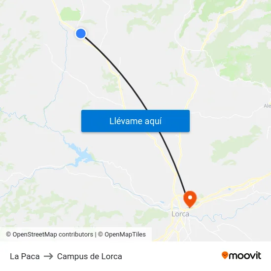 La Paca to Campus de Lorca map