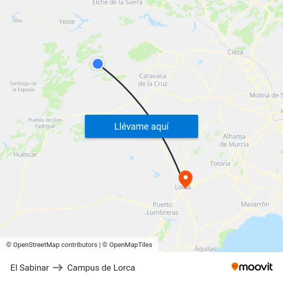 El Sabinar to Campus de Lorca map