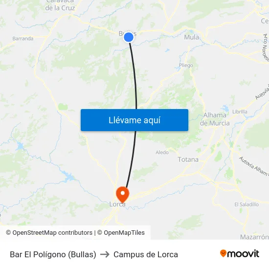 Bar El Polígono (Bullas) to Campus de Lorca map