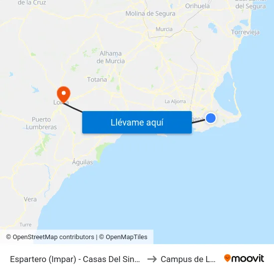 Espartero (Impar) - Casas Del Sindicato to Campus de Lorca map