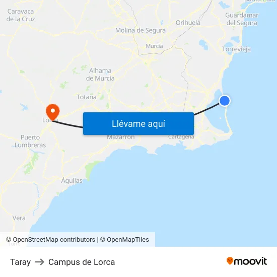 Taray to Campus de Lorca map