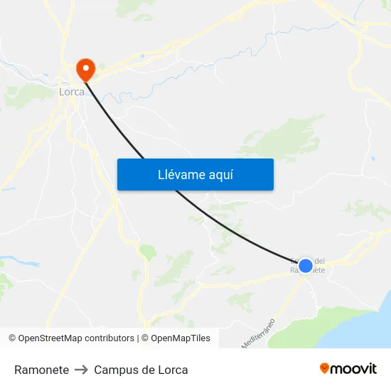 Ramonete to Campus de Lorca map