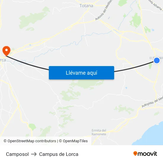 Camposol to Campus de Lorca map
