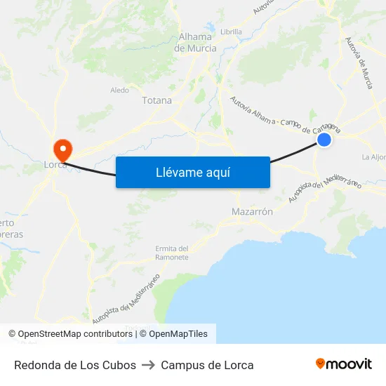 Redonda de Los Cubos to Campus de Lorca map