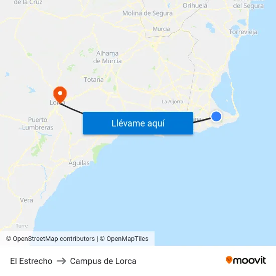 El Estrecho to Campus de Lorca map