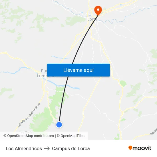 Los Almendricos to Campus de Lorca map