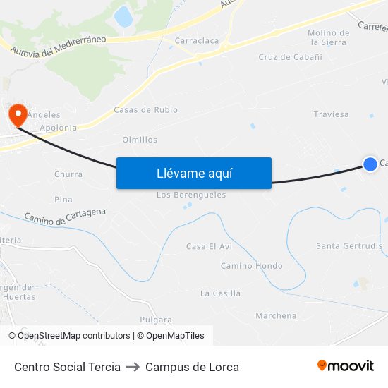 Centro Social Tercia to Campus de Lorca map