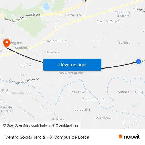 Centro Social Tercia to Campus de Lorca map