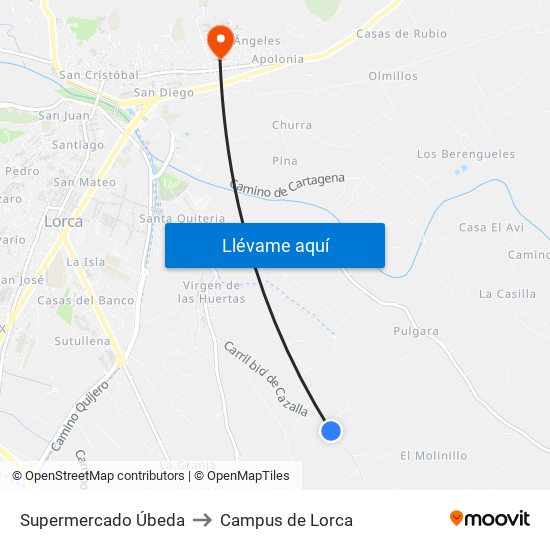 Supermercado Úbeda to Campus de Lorca map