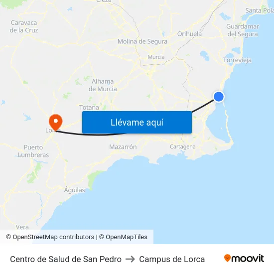 Centro de Salud de San Pedro to Campus de Lorca map