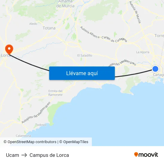 Ucam to Campus de Lorca map
