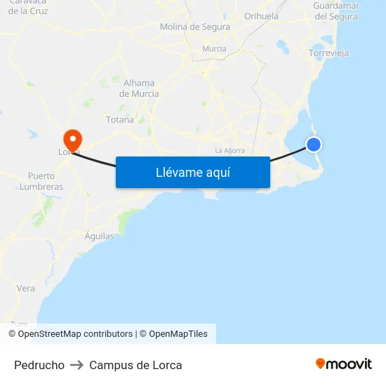 Pedrucho to Campus de Lorca map