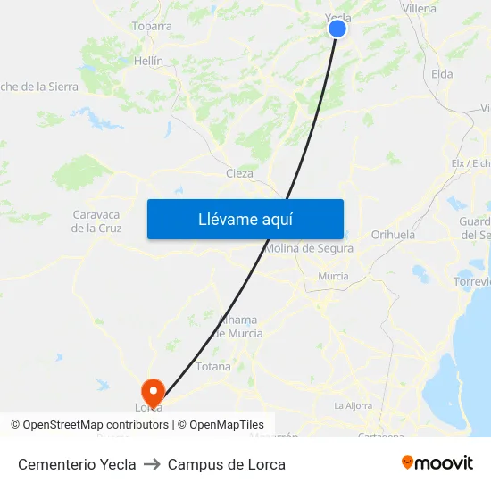Cementerio Yecla to Campus de Lorca map