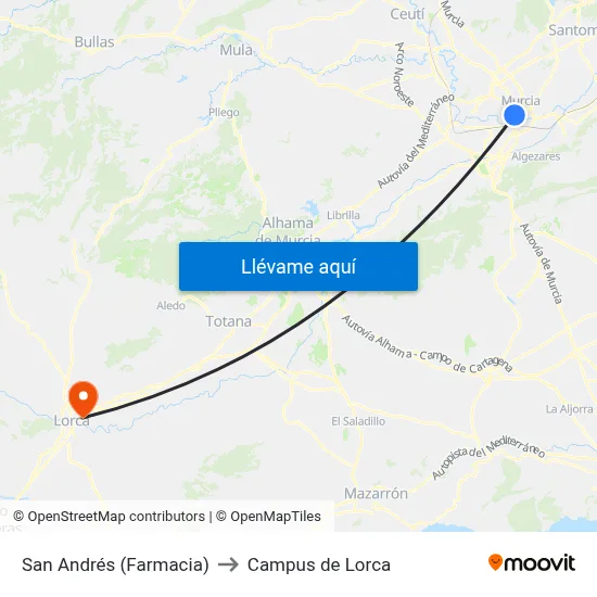 San Andrés (Farmacia) to Campus de Lorca map