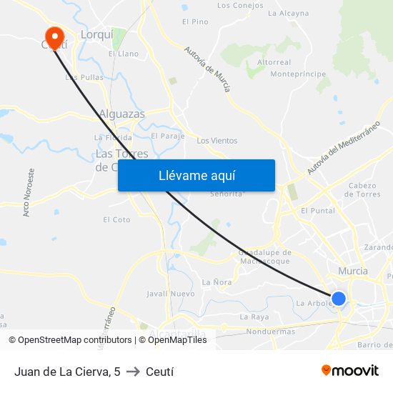 Juan de La Cierva, 5 to Ceutí map