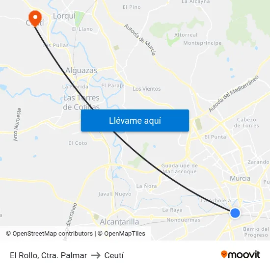 El Rollo, Ctra. Palmar to Ceutí map