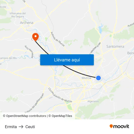 Ermita to Ceutí map