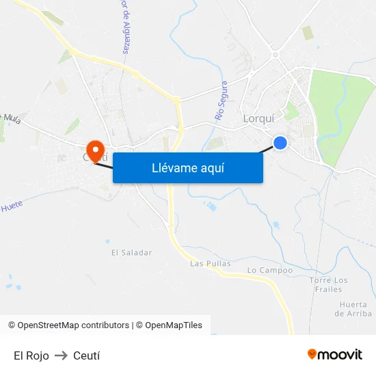 El Rojo to Ceutí map