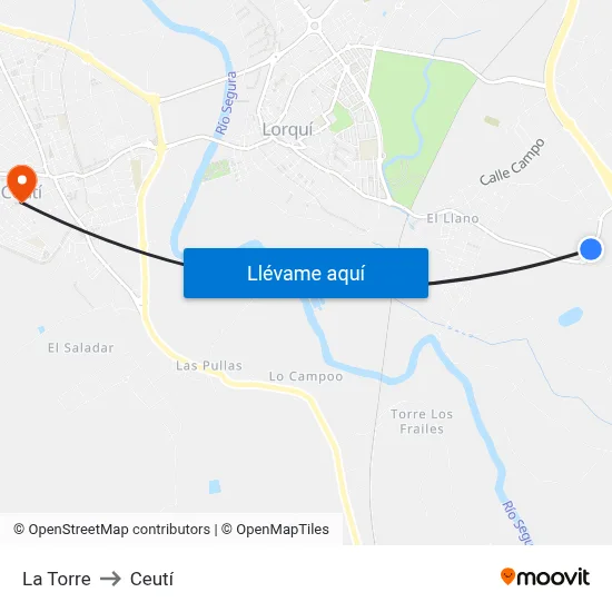 La Torre to Ceutí map