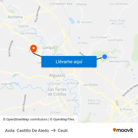 Avda. Castillo De Aledo to Ceutí map