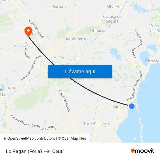 Lo Pagán (Feria) to Ceutí map