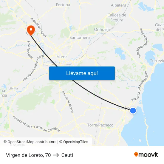 Virgen de Loreto, 70 to Ceutí map